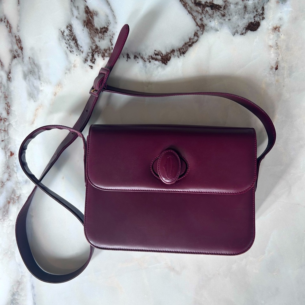 Cartier vintage authentic Burgundy Leather Shoulder Bag